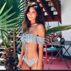 Korean style Blue checkered 2 pieces set Bikini Size  S